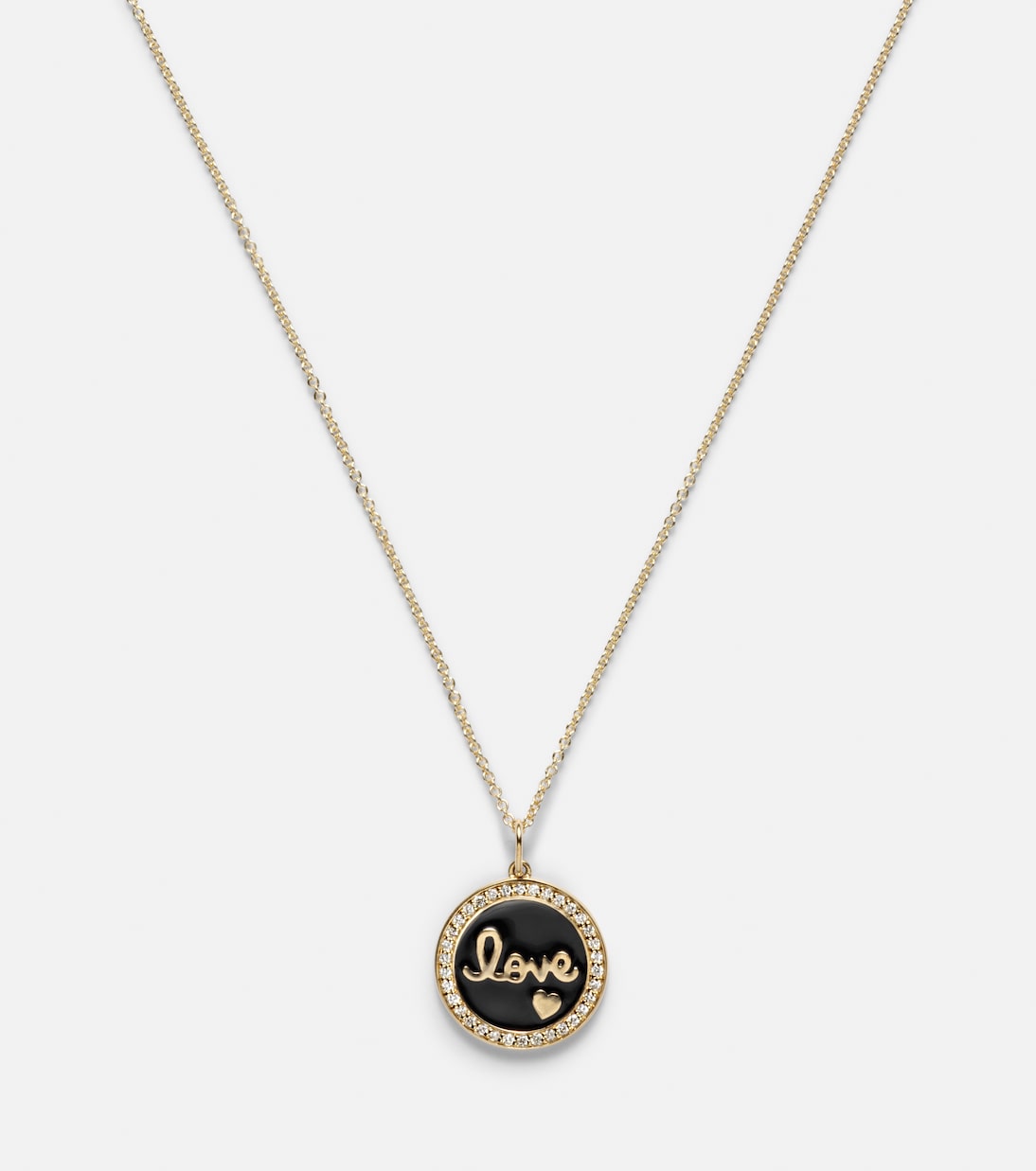 Love 14kt yellow gold charm necklace | Sydney Evan
