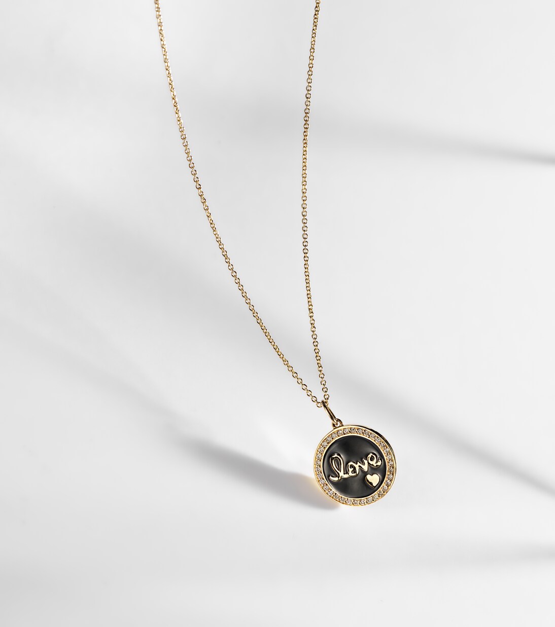 Love 14kt yellow gold charm necklace | Sydney Evan