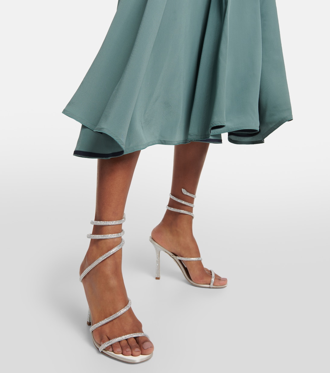 Verzierte Sandalen Cleo aus Satin | Rene Caovilla