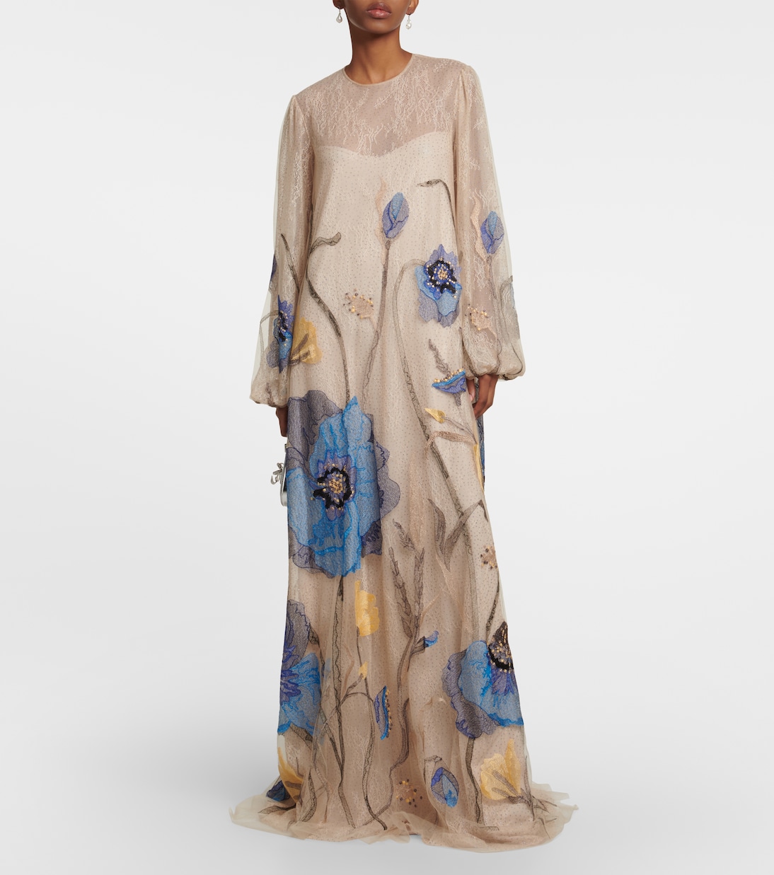 Yesenia embroidered tulle and lace gown | Costarellos