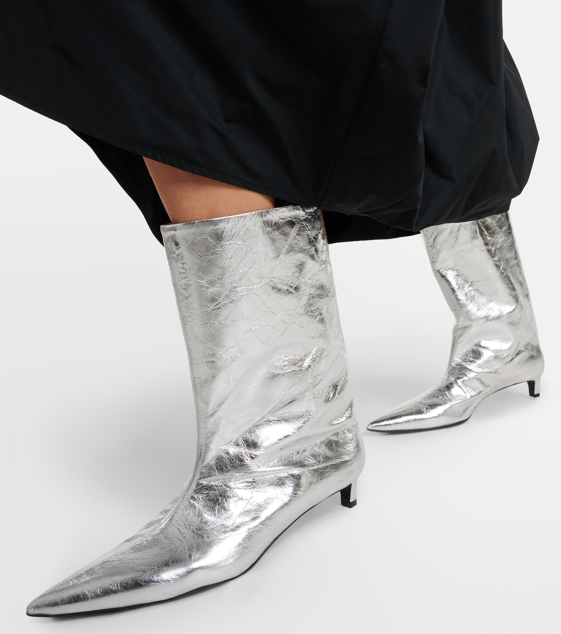 Ankle Boots aus Metallic-Leder | Jil Sander