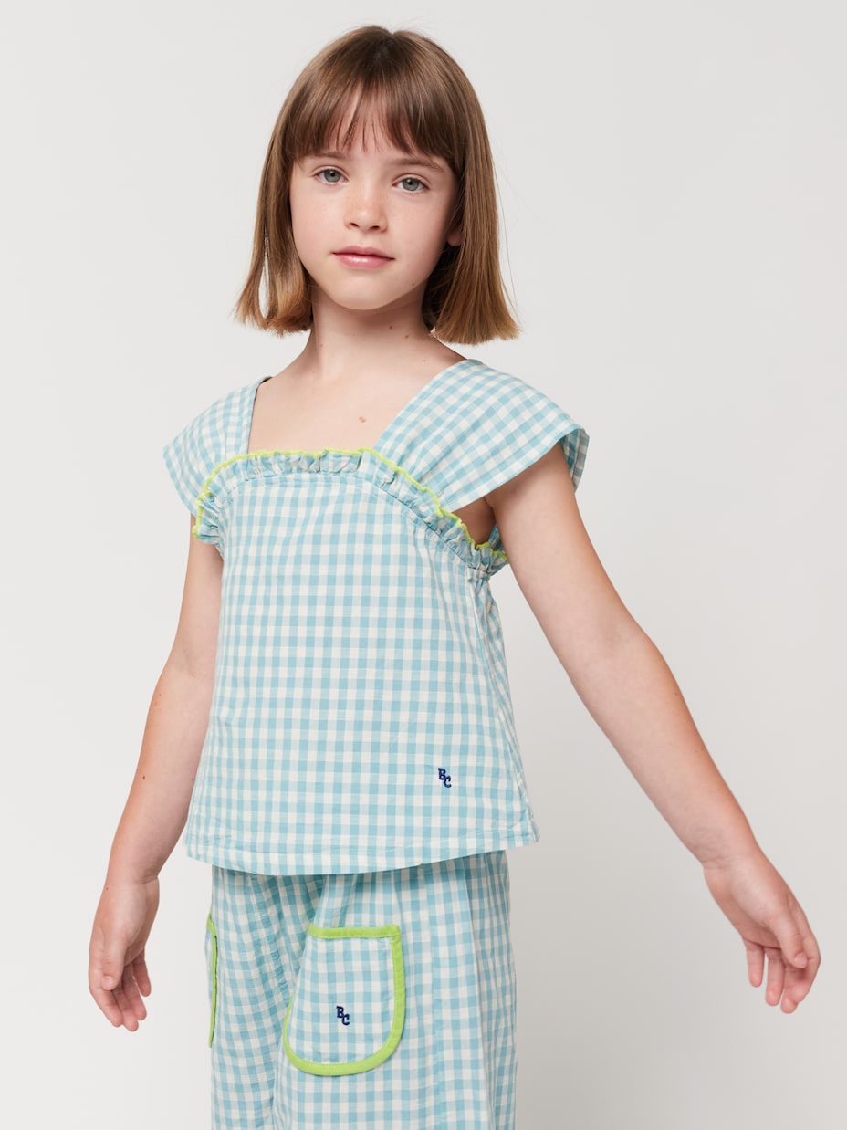 Gingham cotton and linen top | Bobo Choses