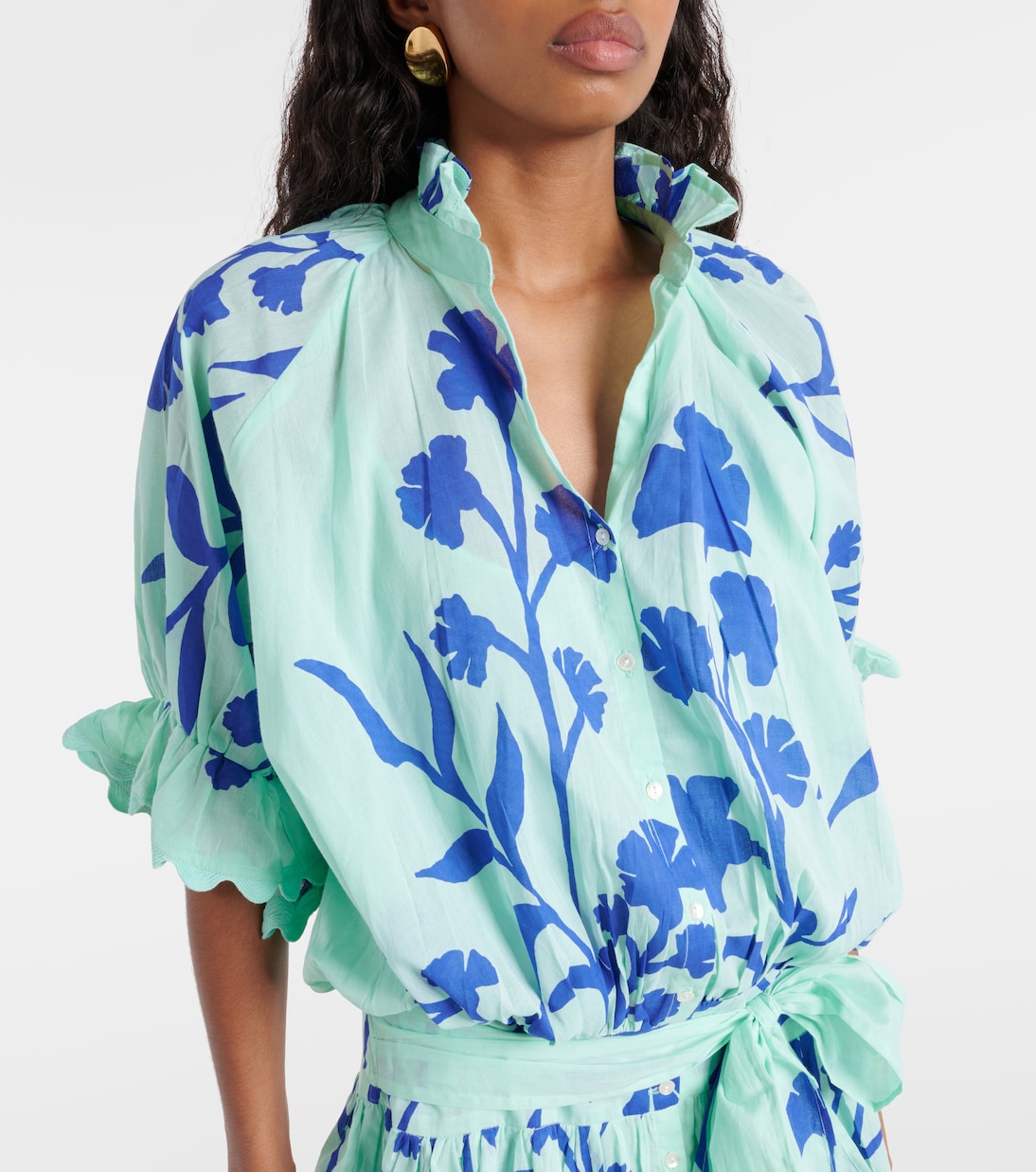 Robe chemise en coton à fleurs | Juliet Dunn