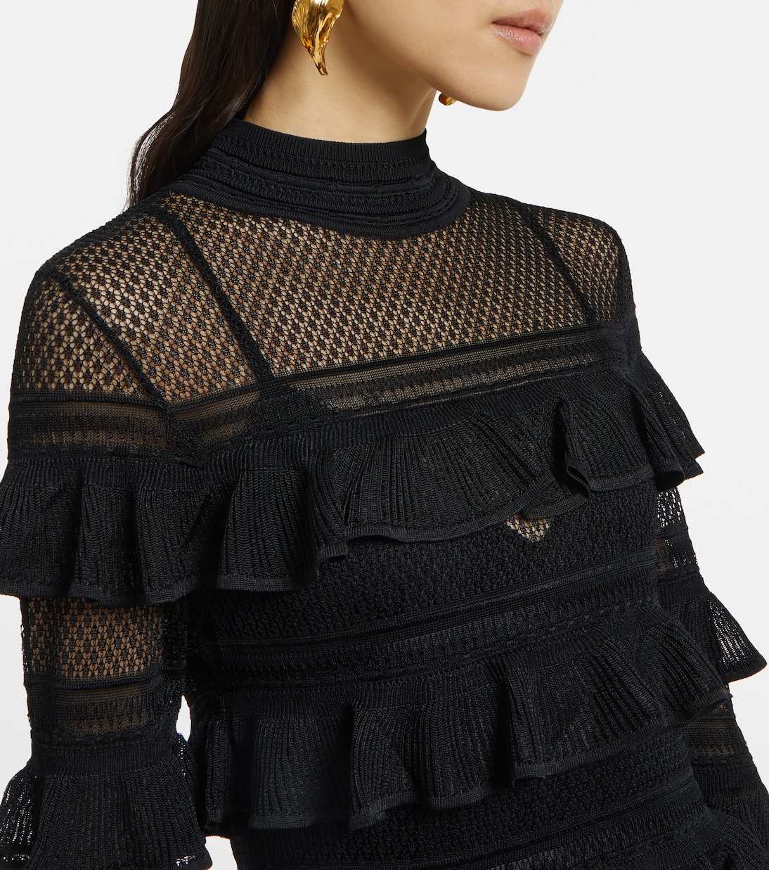 Crush High Neck Frilled knitted minidress | Zimmermann