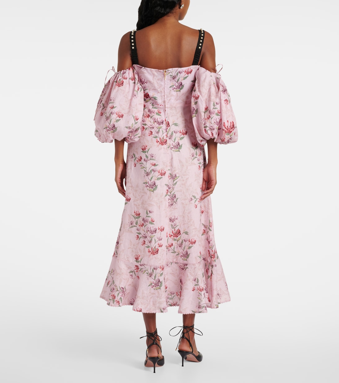 Abito midi Mercedes Wisteria in lino | Agua by Agua Bendita