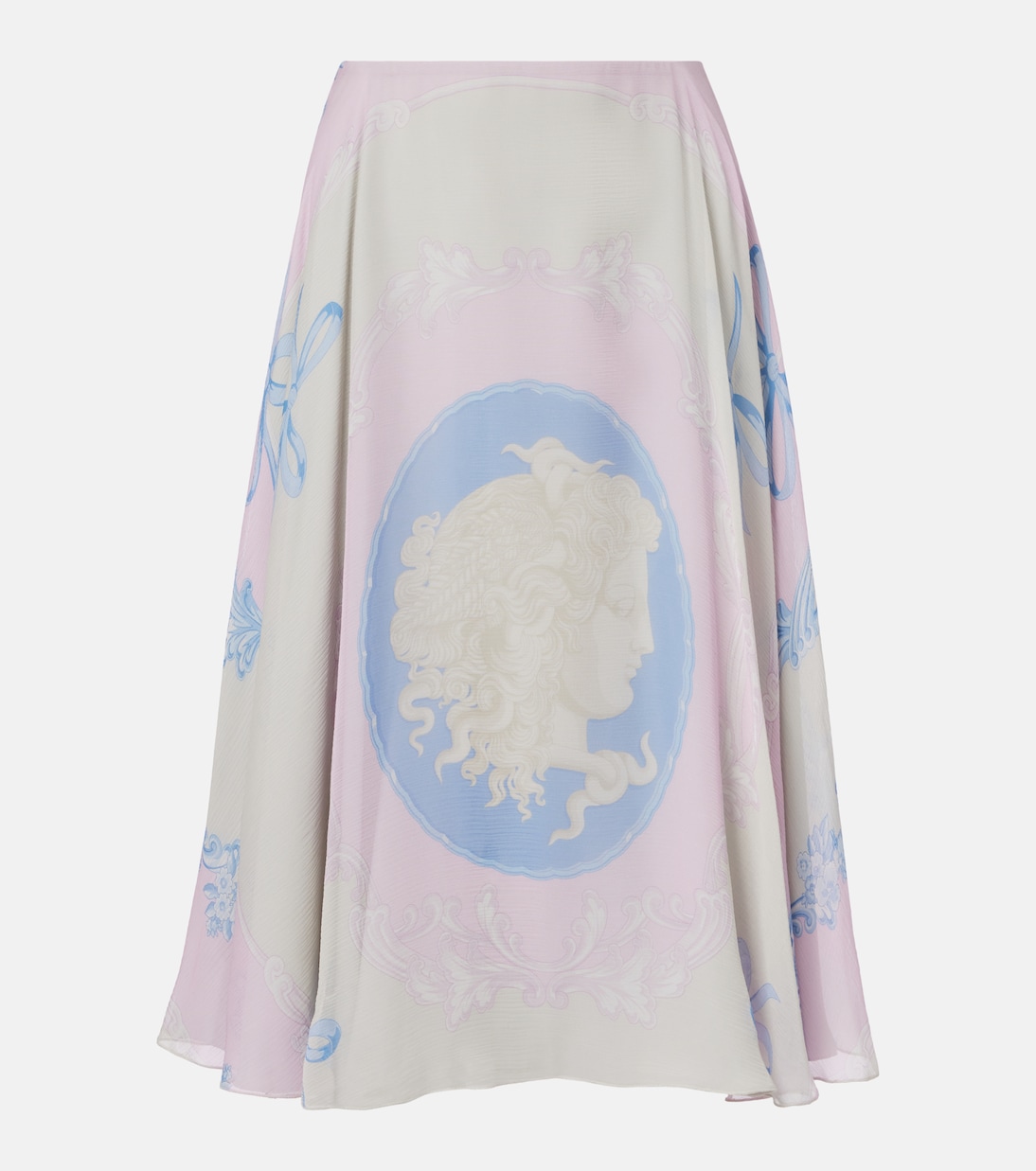 Medusa Cameo silk crêpe midi skirt | Versace