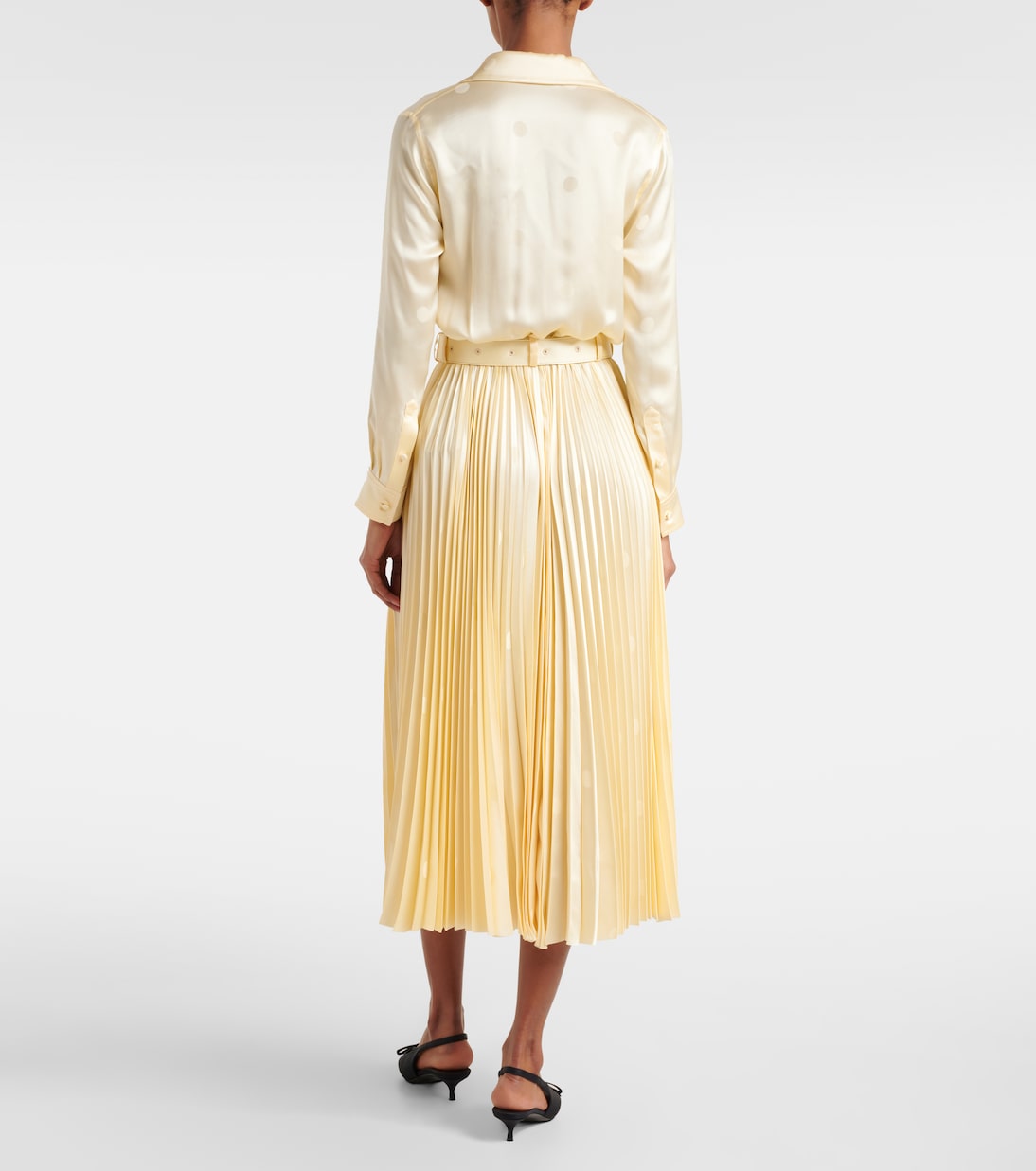 Vestido midi de seda con cordones | Balenciaga