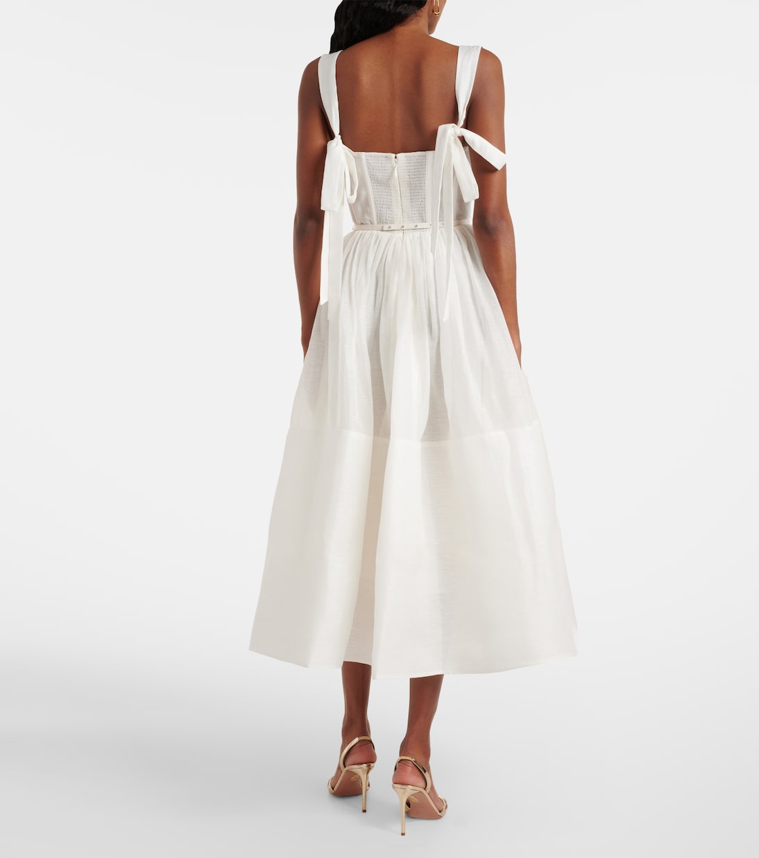 فستان ميدي من الكتّان والحرير Dawning | Zimmermann