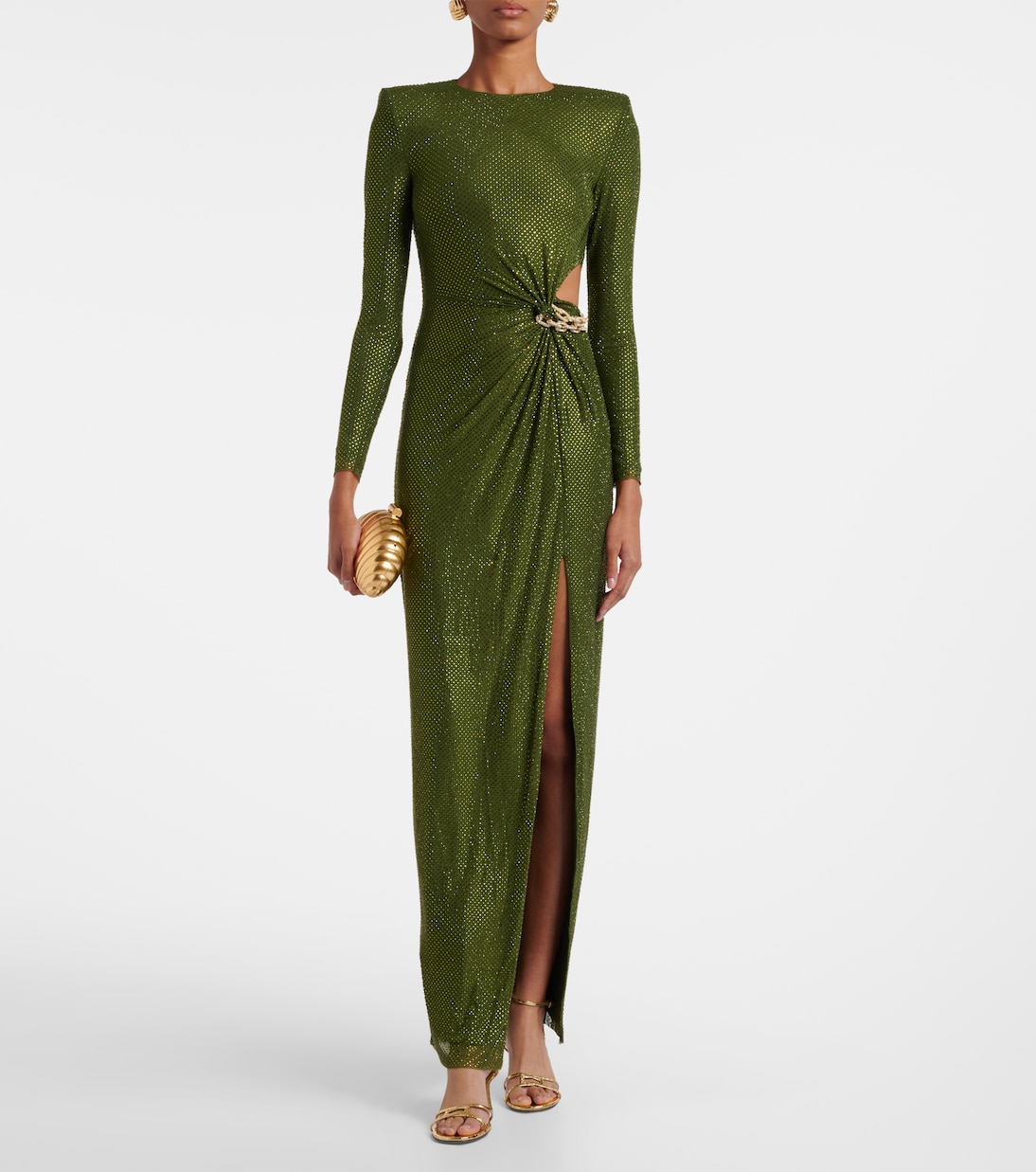 Chain-detail embellished jersey gown | Self-Portrait