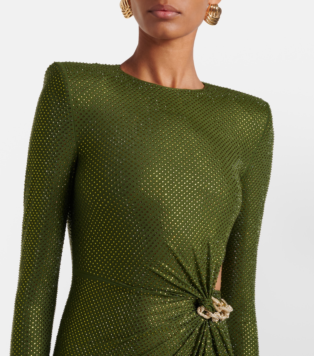 Chain-detail embellished jersey gown | Self-Portrait