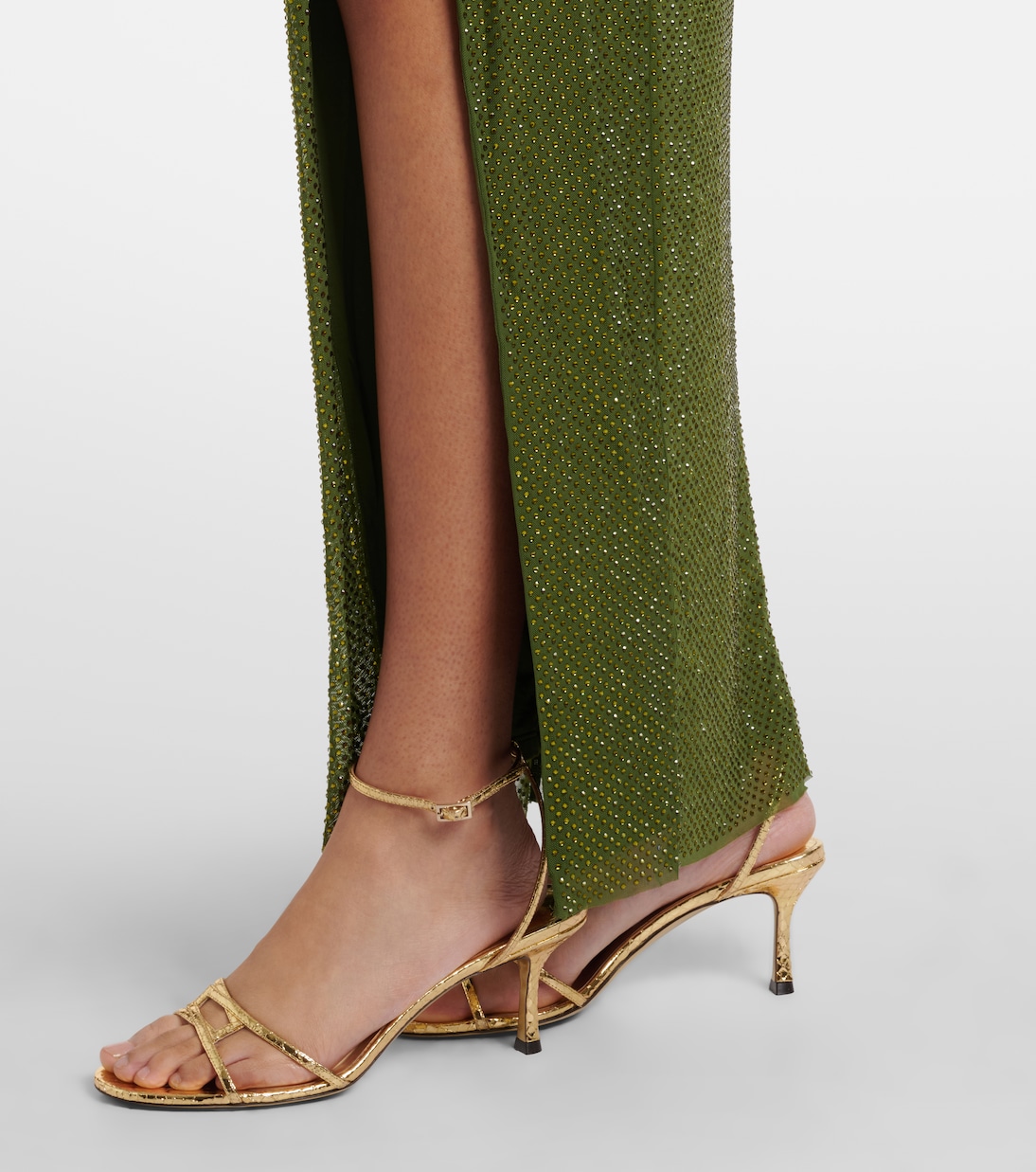 Chain-detail embellished jersey gown | Self-Portrait