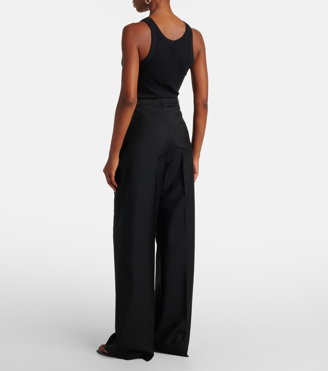 Pantalon ample à taille mi-haute en laine et mohair | Róhe