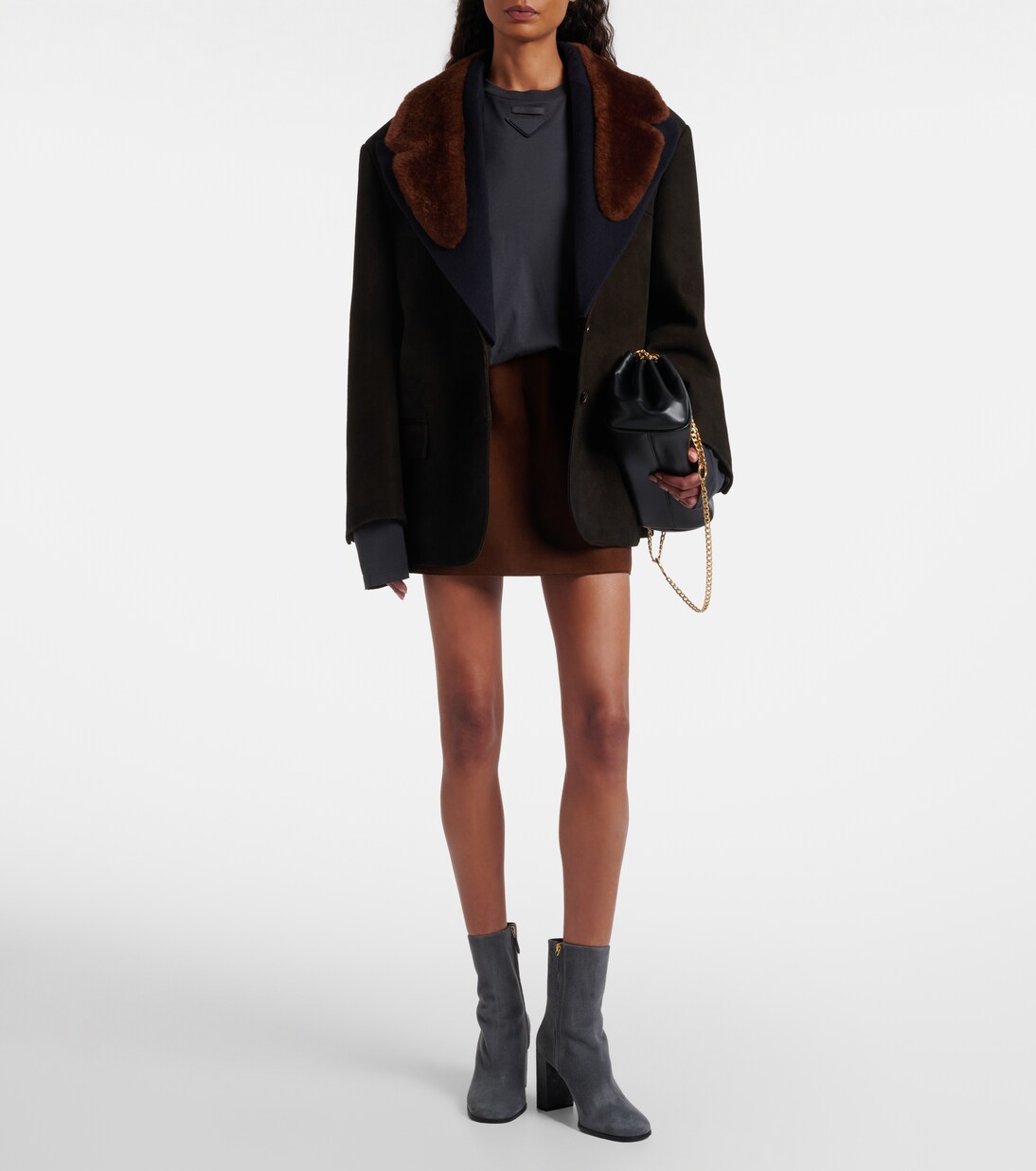 Ankle Boots 85 aus Veloursleder | Prada