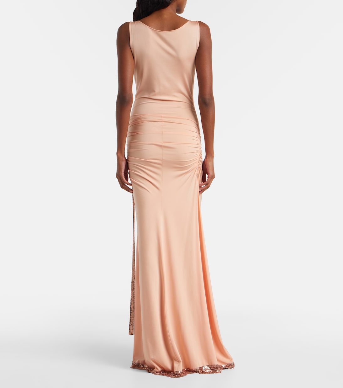 Robe aus Satin mit Metallic-Mesh | Rabanne