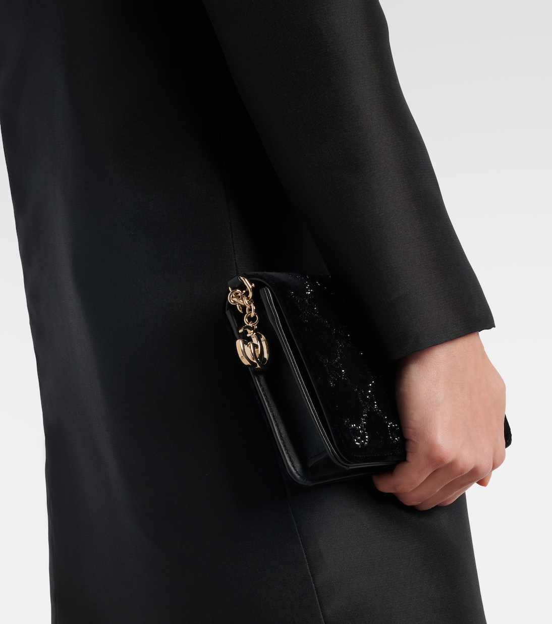 Portafoglio in velluto GG Crystal con catena | Gucci