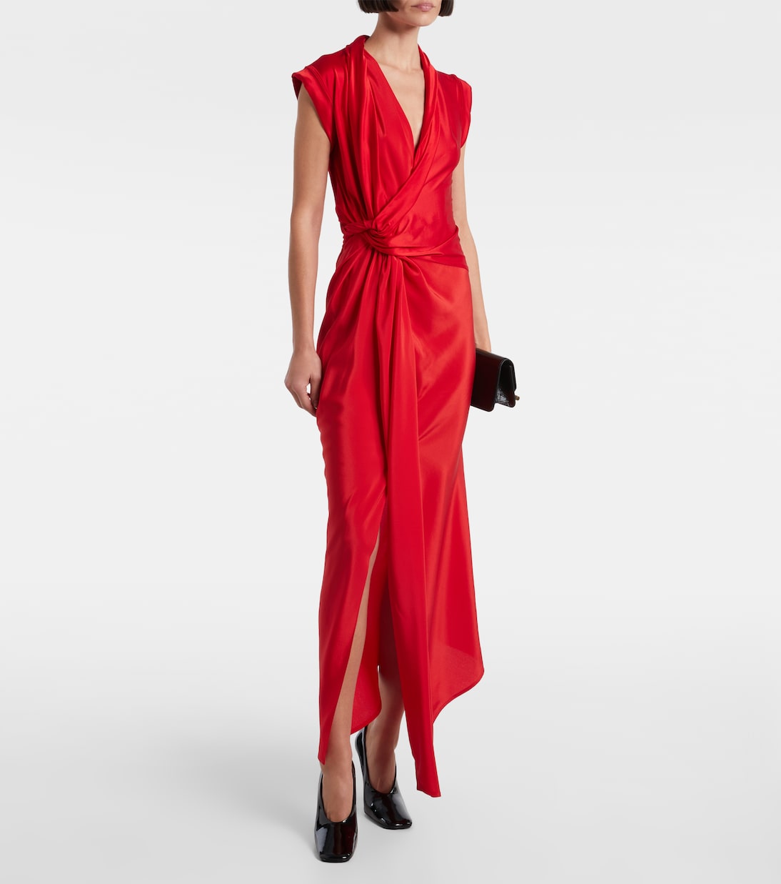 Gathered silk-trimmed jersey maxi dress | Victoria Beckham