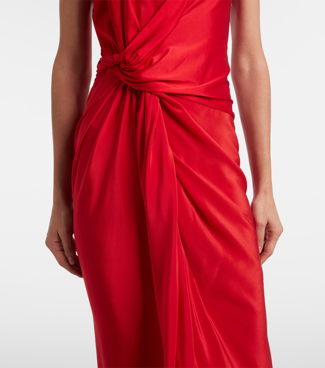 Gathered silk-trimmed jersey maxi dress | Victoria Beckham