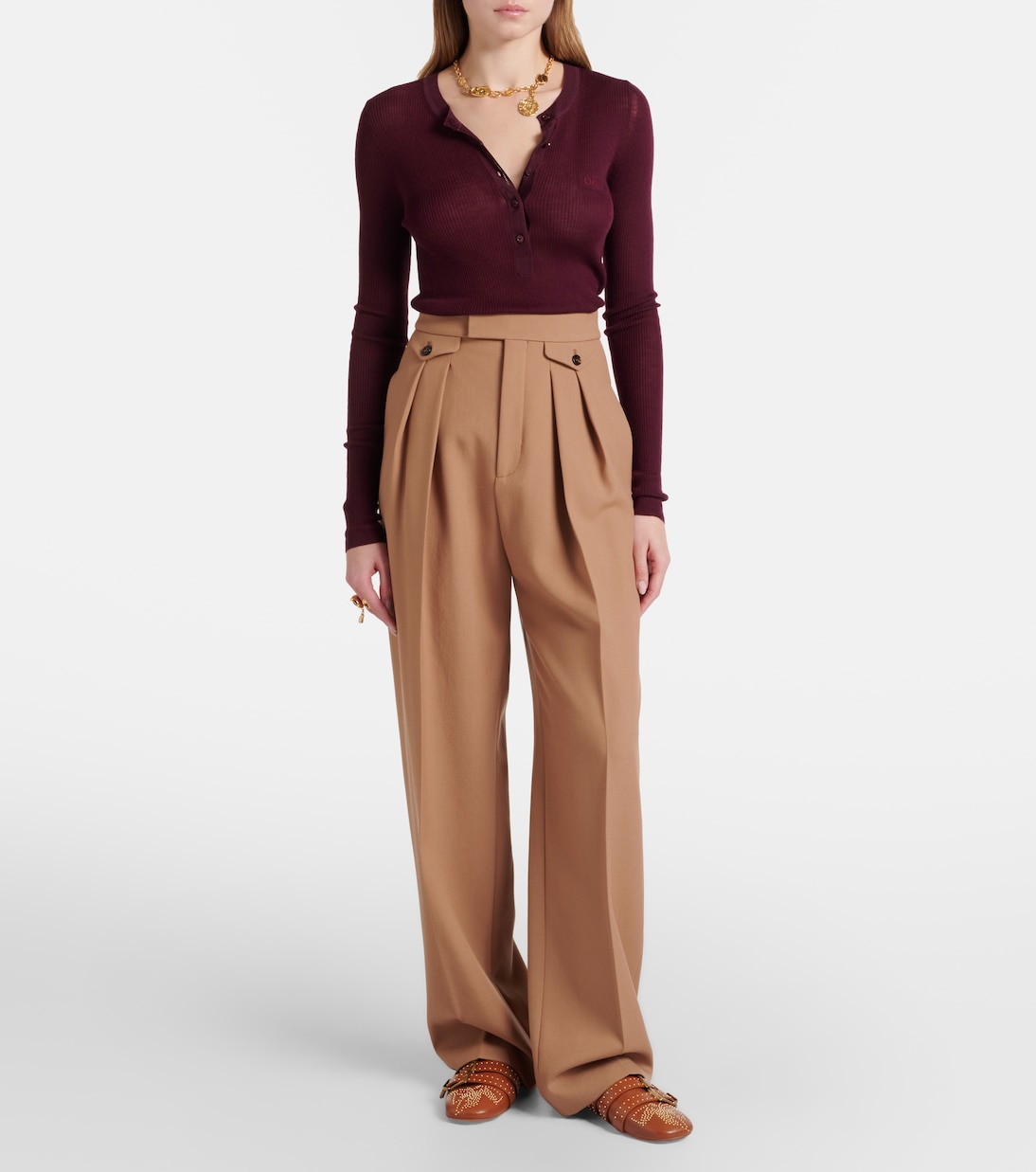 Virgin wool gabardine wide-leg pants | Chloé