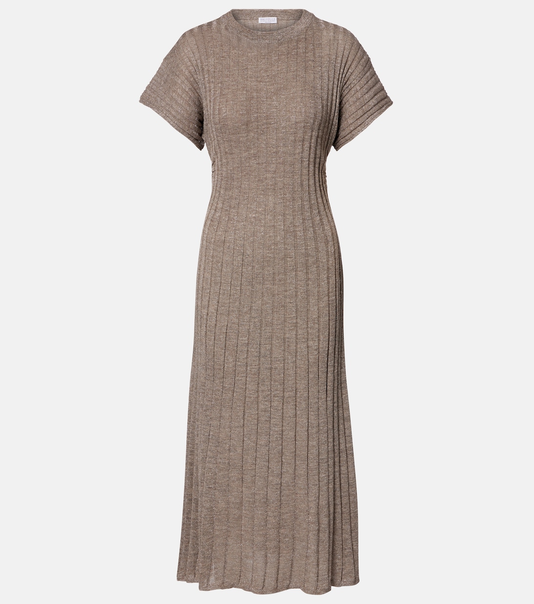 Ribbed-knit lamé midi dress | Brunello Cucinelli