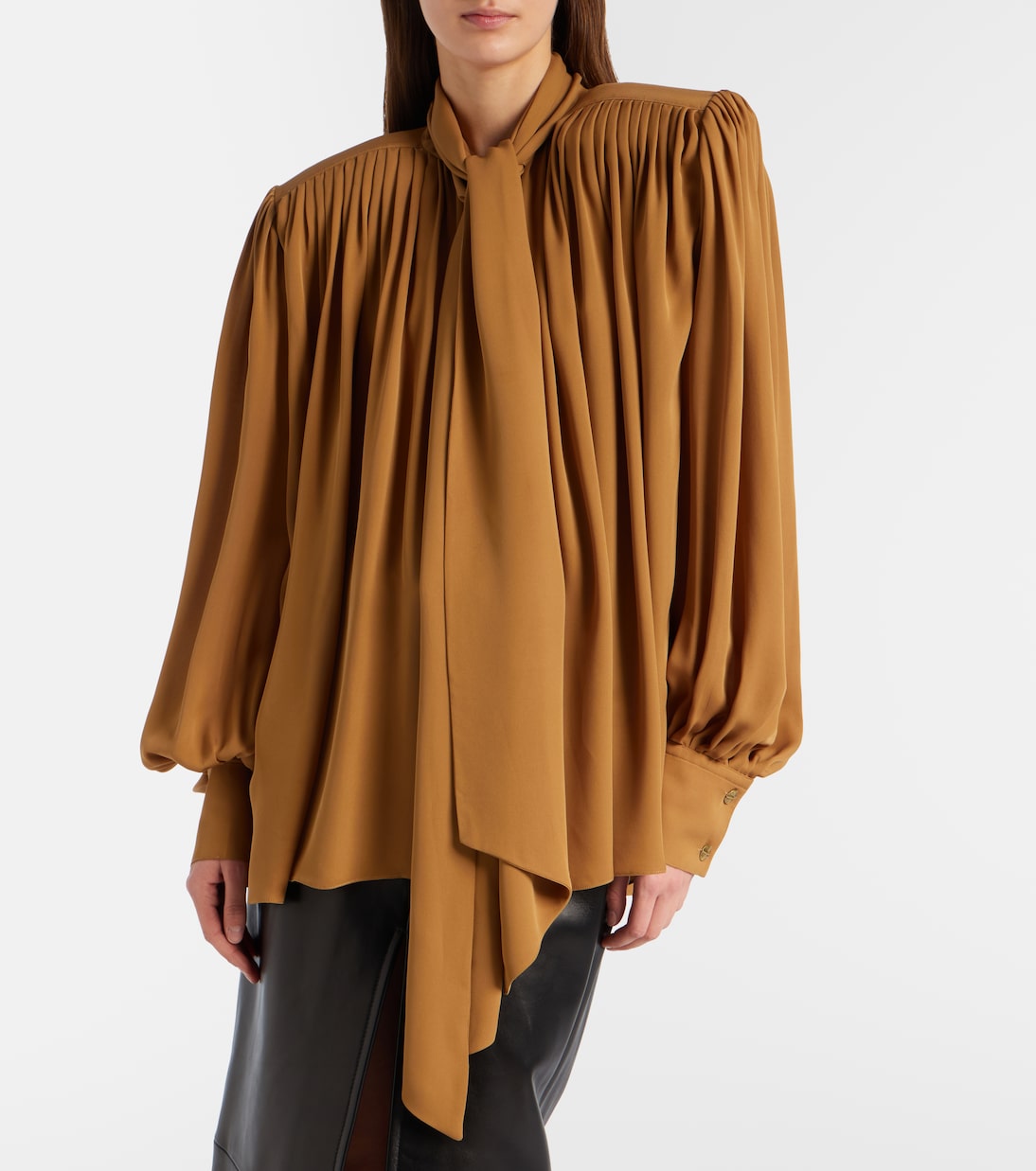 Vali pleated silk georgette blouse | Khaite
