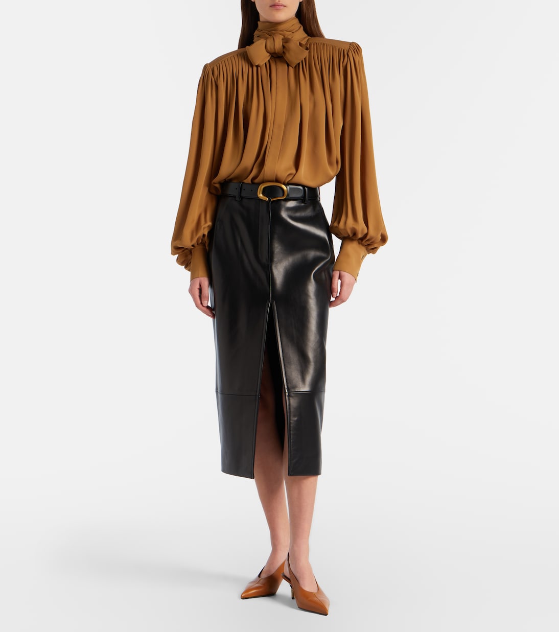 Anden leather midi skirt | Khaite