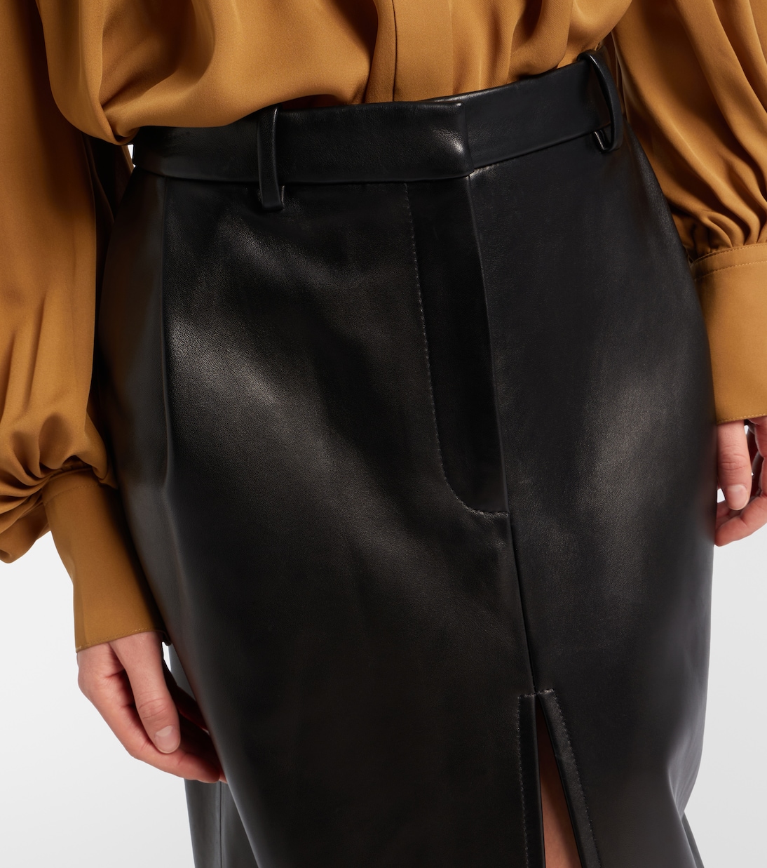 Anden leather midi skirt | Khaite