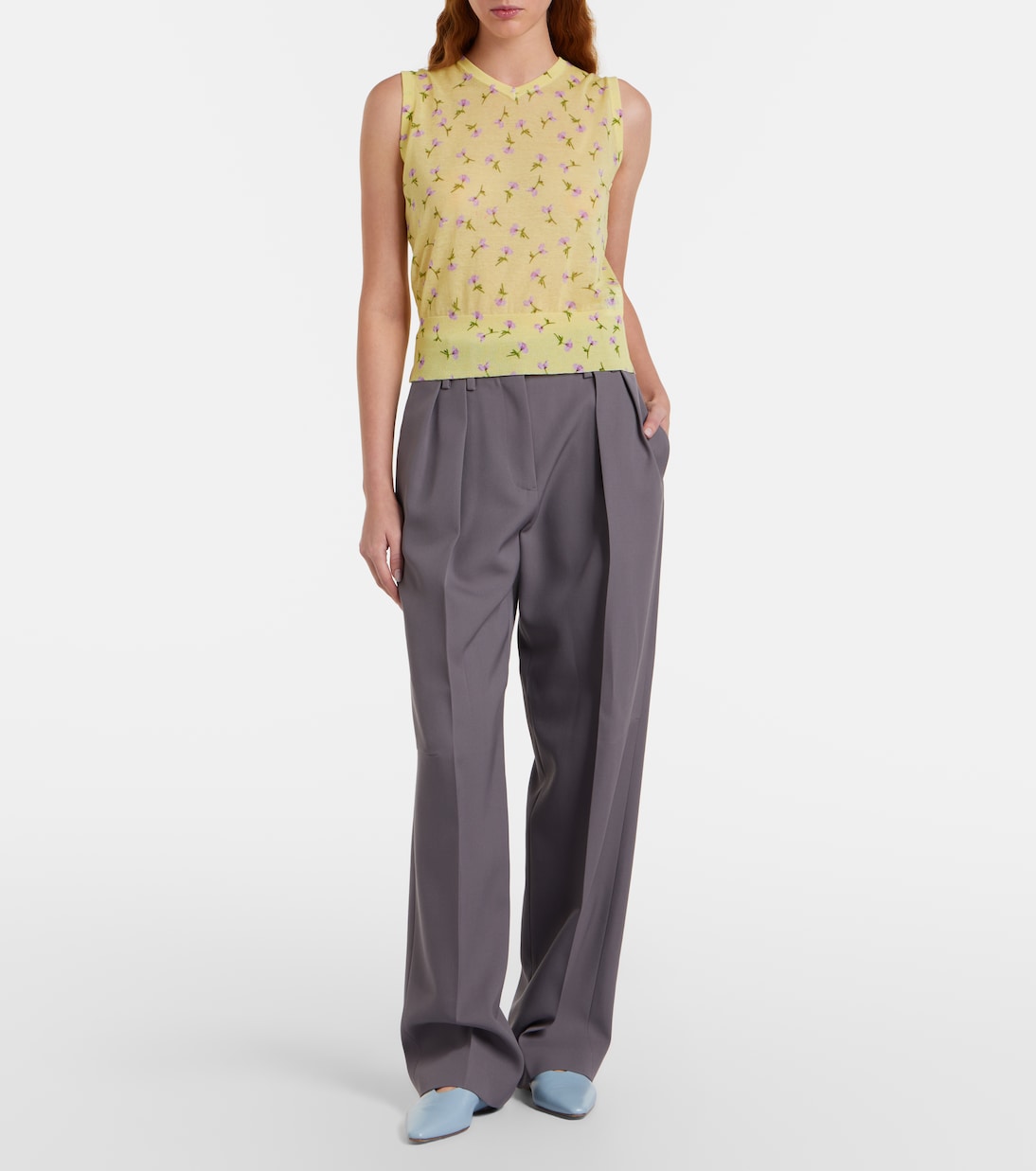 Floral cotton-blend top | Jil Sander