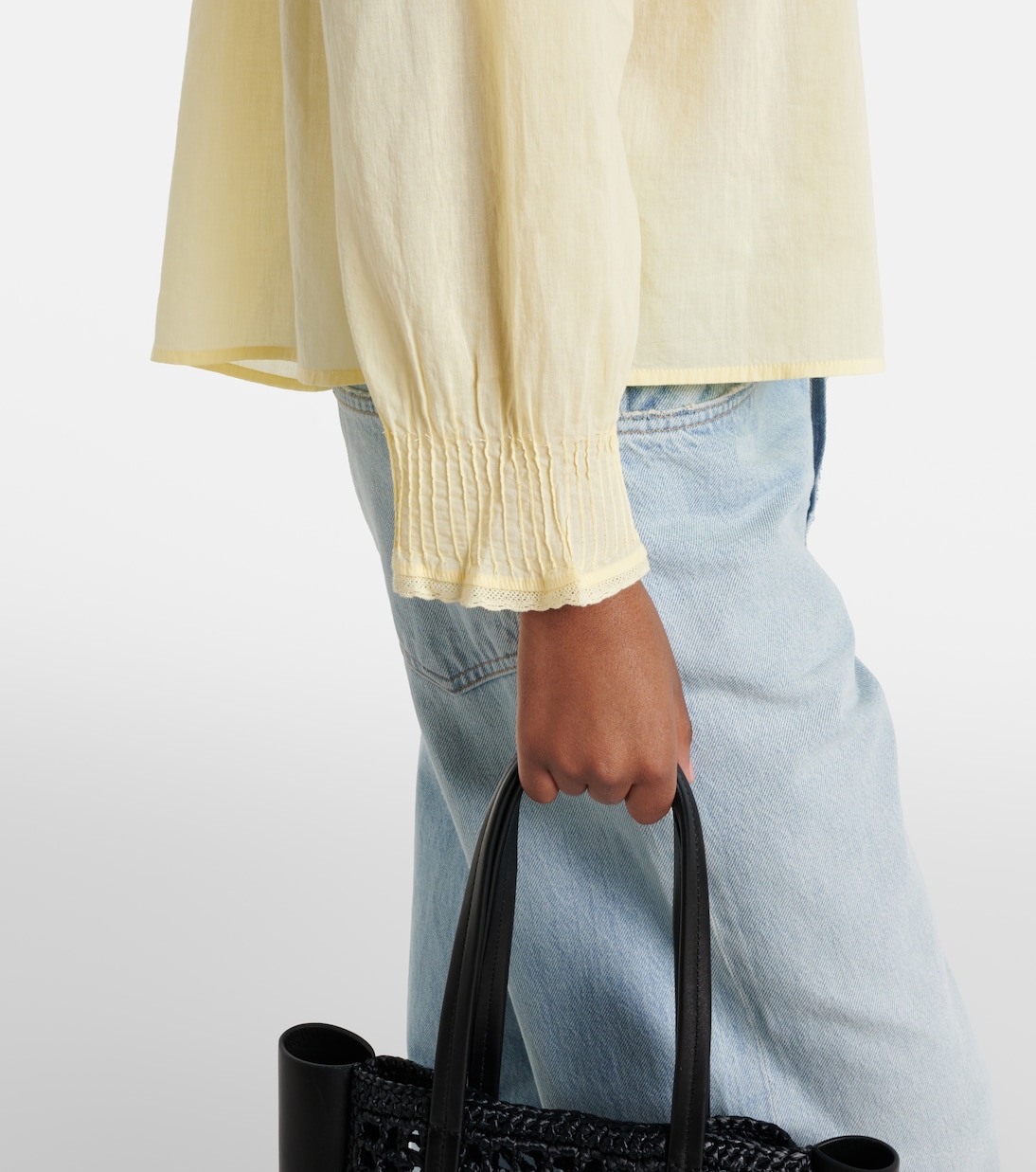 Byrdie lace-trimmed cotton blouse | Velvet