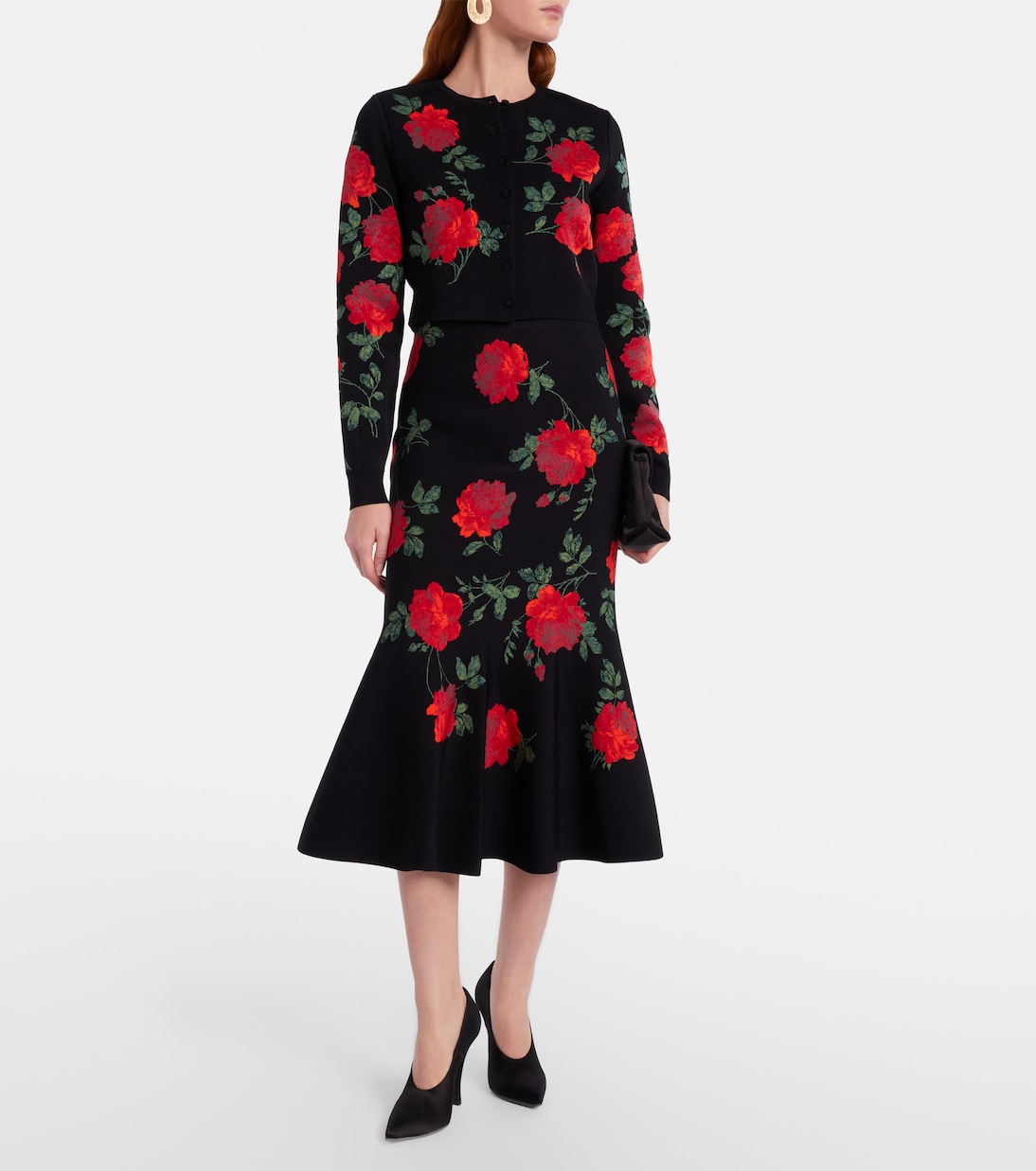 Floral jacquard midi skirt | Carolina Herrera