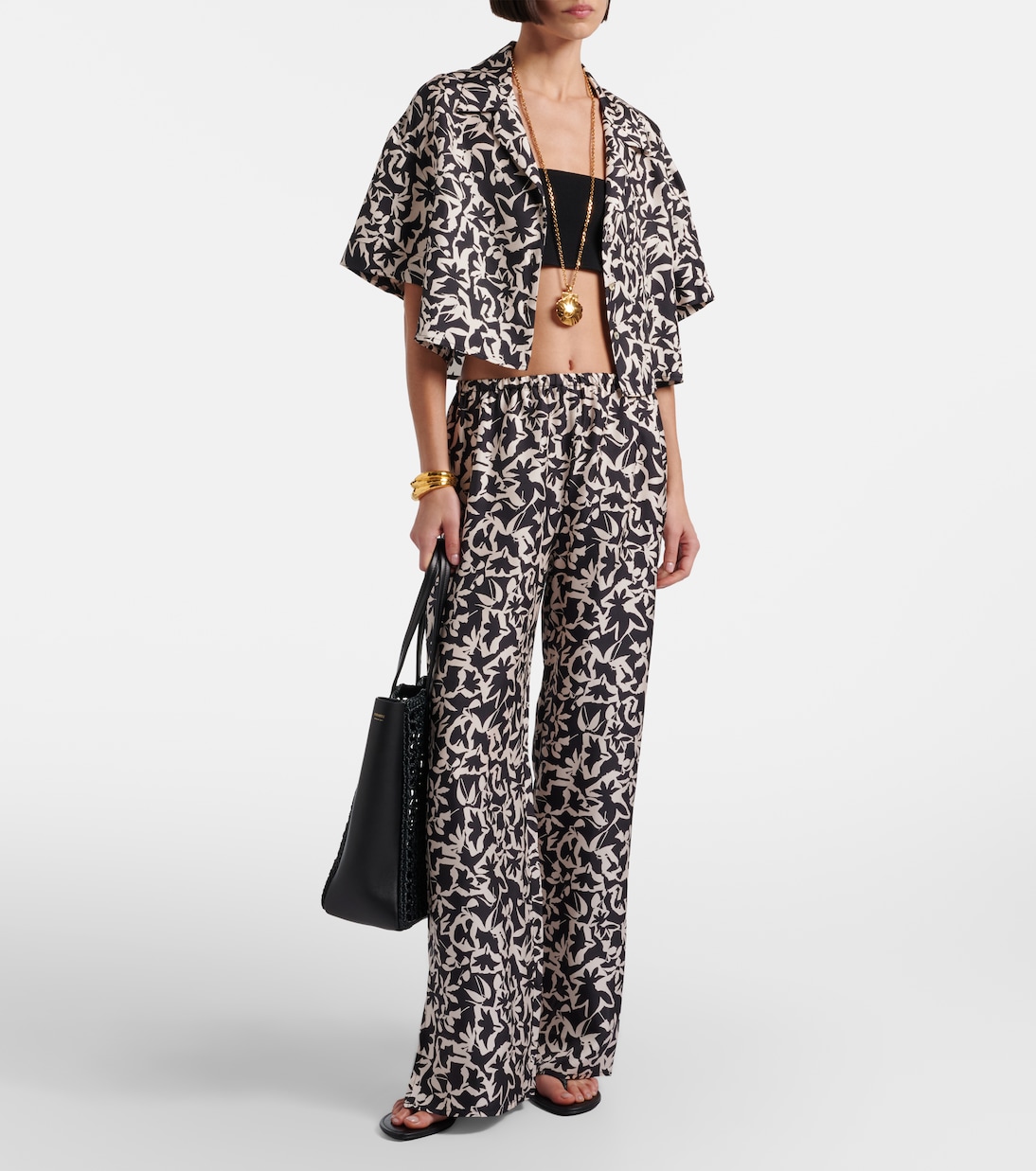 Loreto printed silk twill wide-leg pants | Asceno