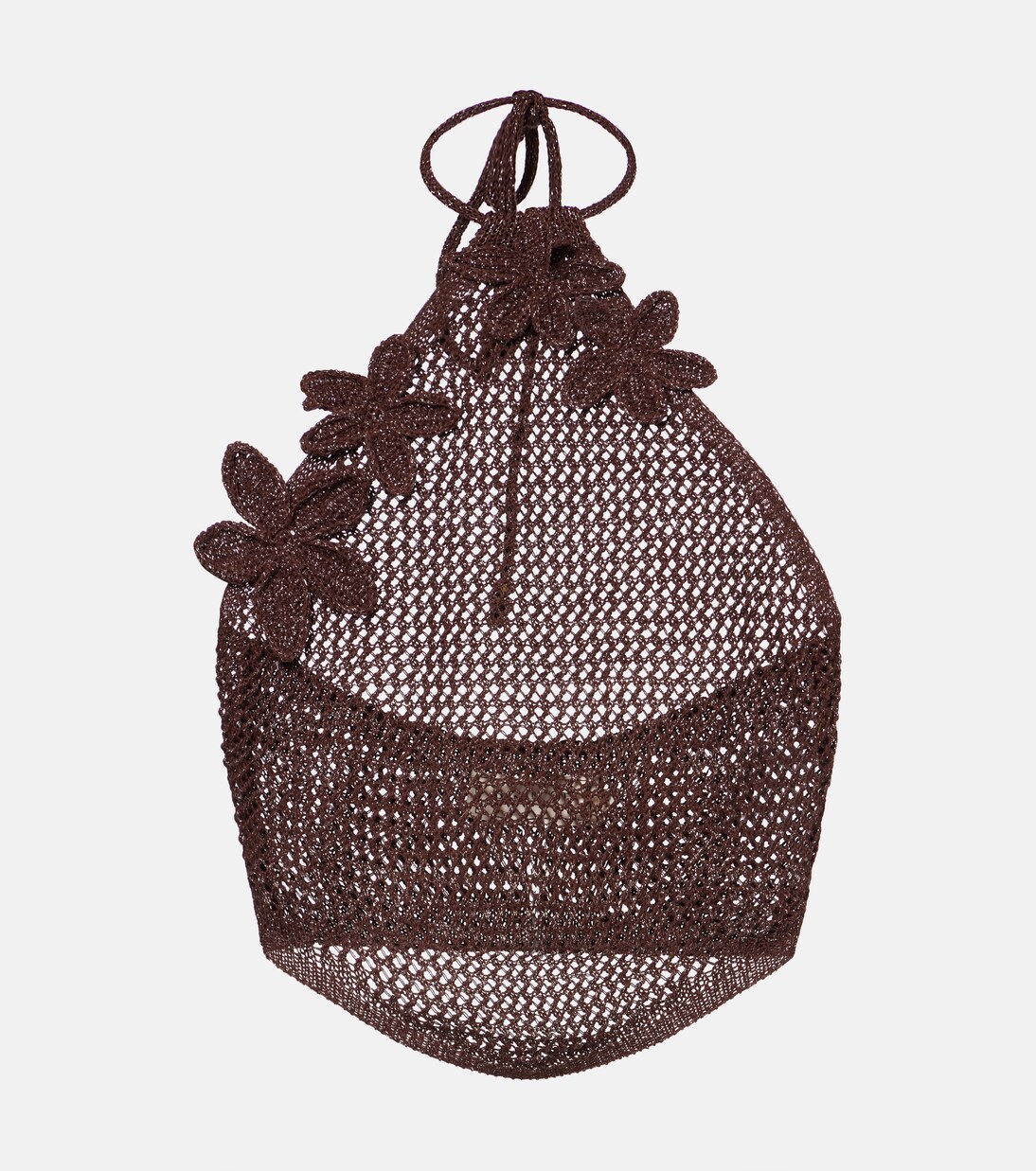 Cori open-knit halterneck lamé crop top | Bananhot