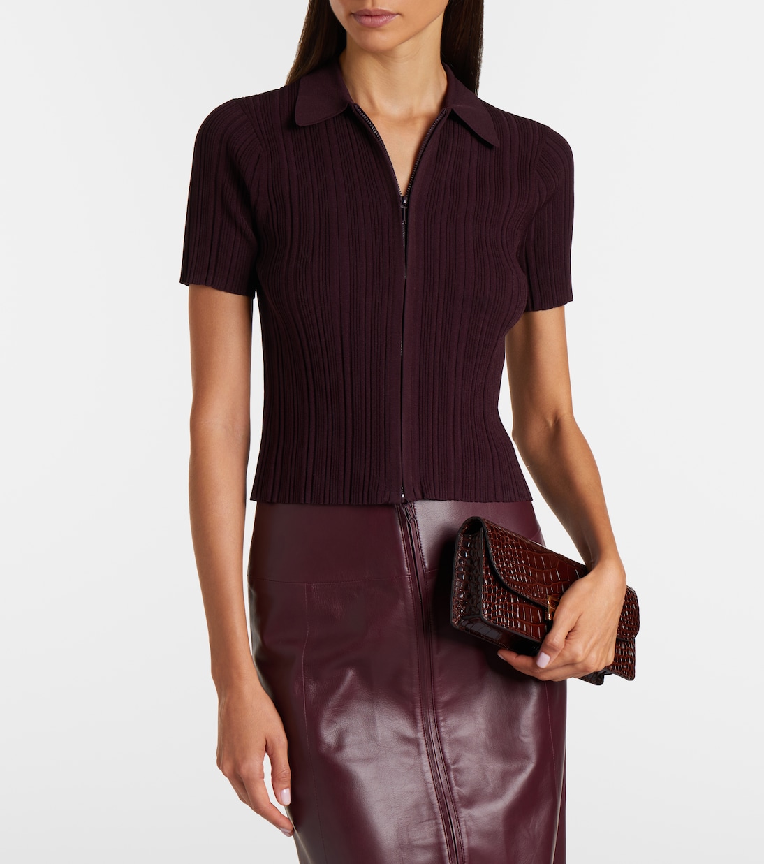 Ribbed-knit zip-up top | Victoria Beckham