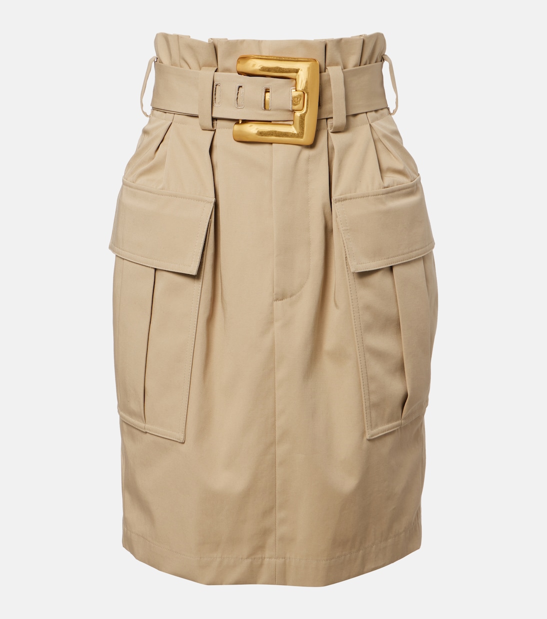 Falda midi de gabardina de algodón | Balmain