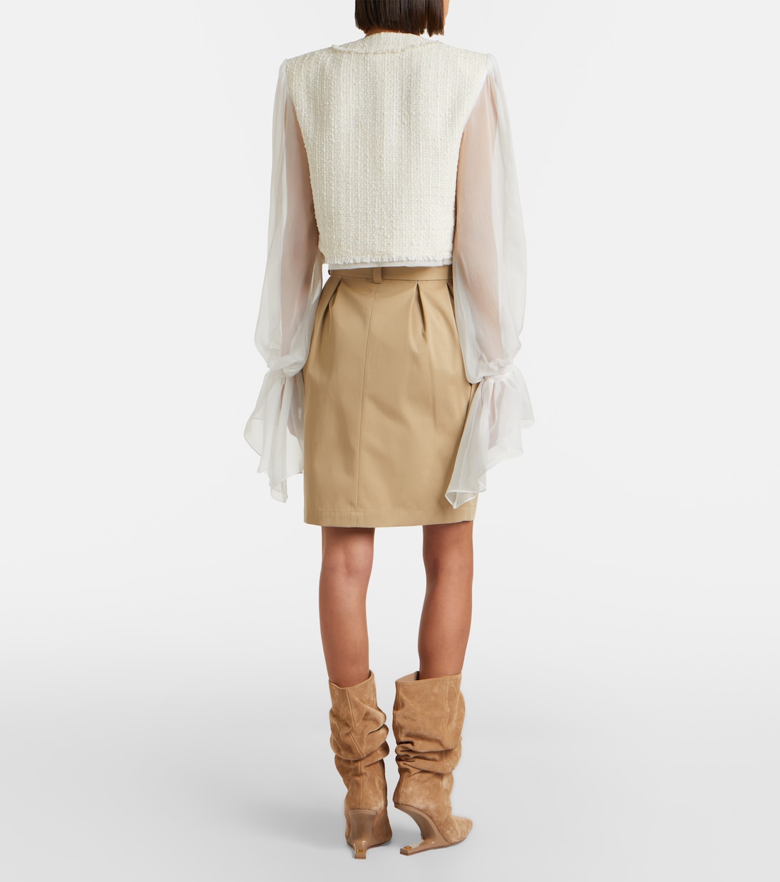 Falda midi de gabardina de algodón | Balmain
