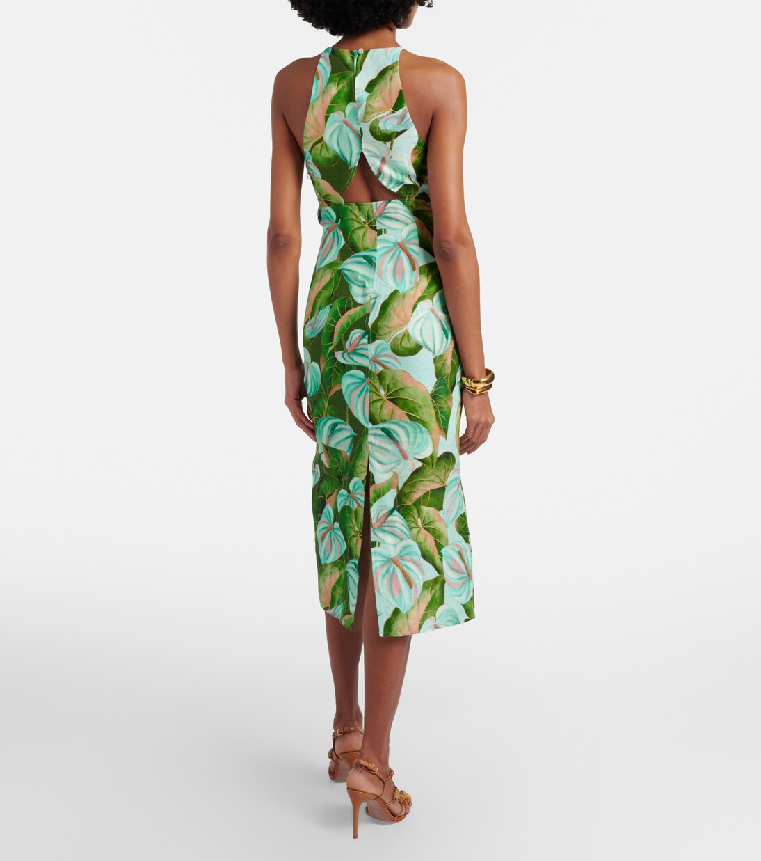 Cutout floral linen midi dress | Farm Rio