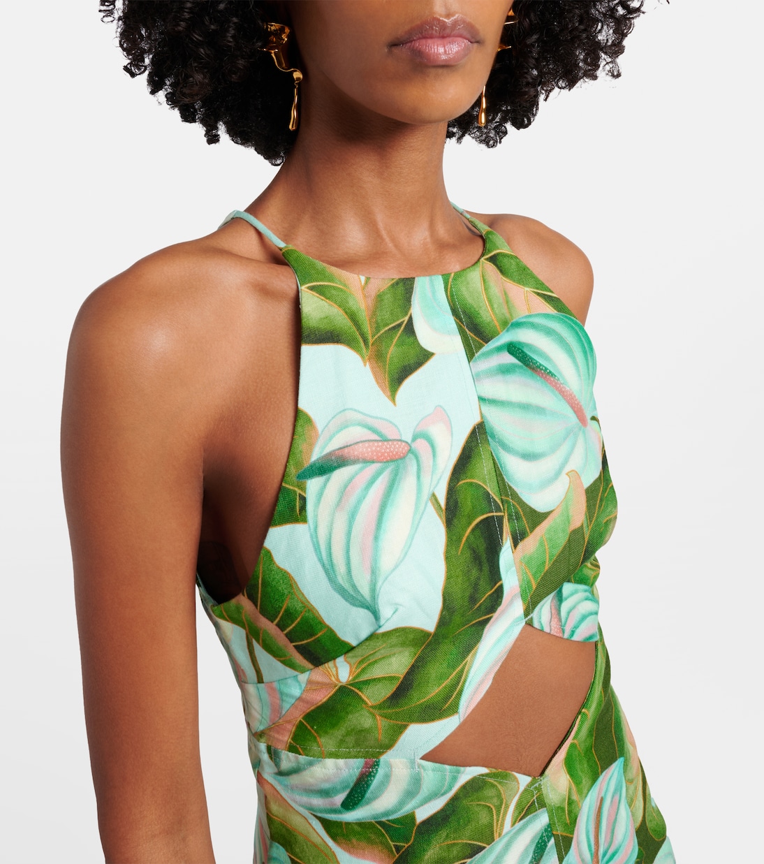 Cutout floral linen midi dress | Farm Rio