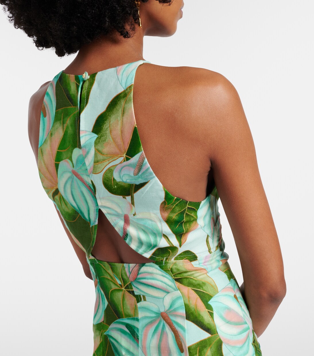 Cutout floral linen midi dress | Farm Rio