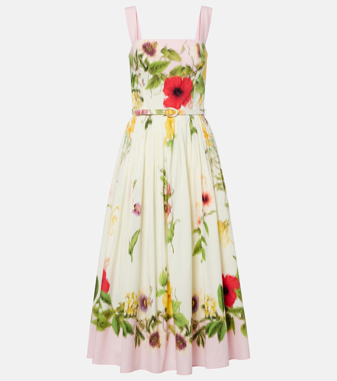 Vestido midi de popelín en mezcla de algodón | Oscar de la Renta
