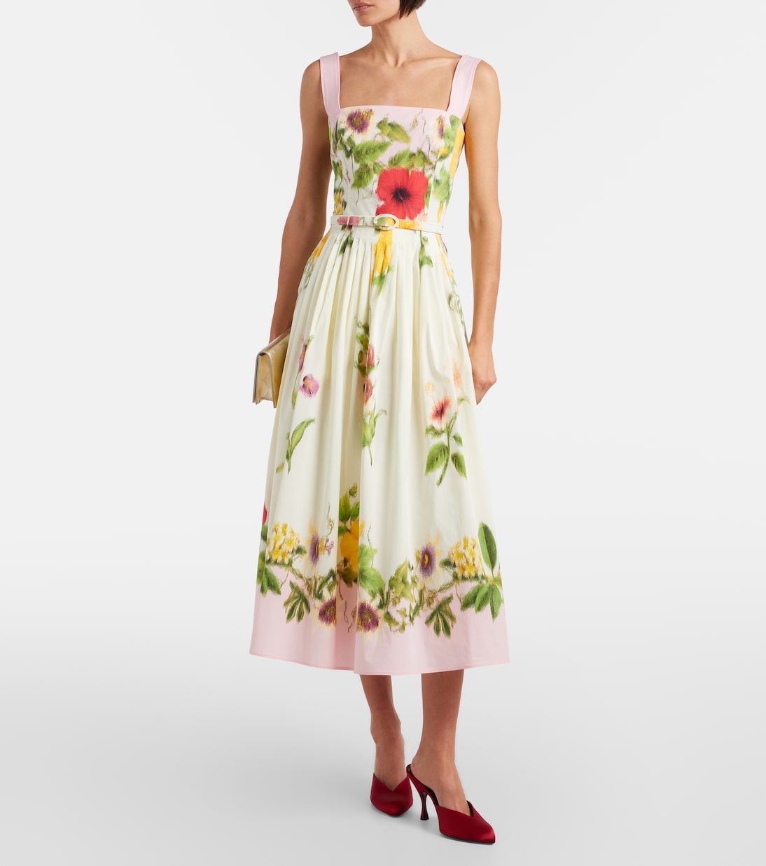Vestido midi de popelín en mezcla de algodón | Oscar de la Renta