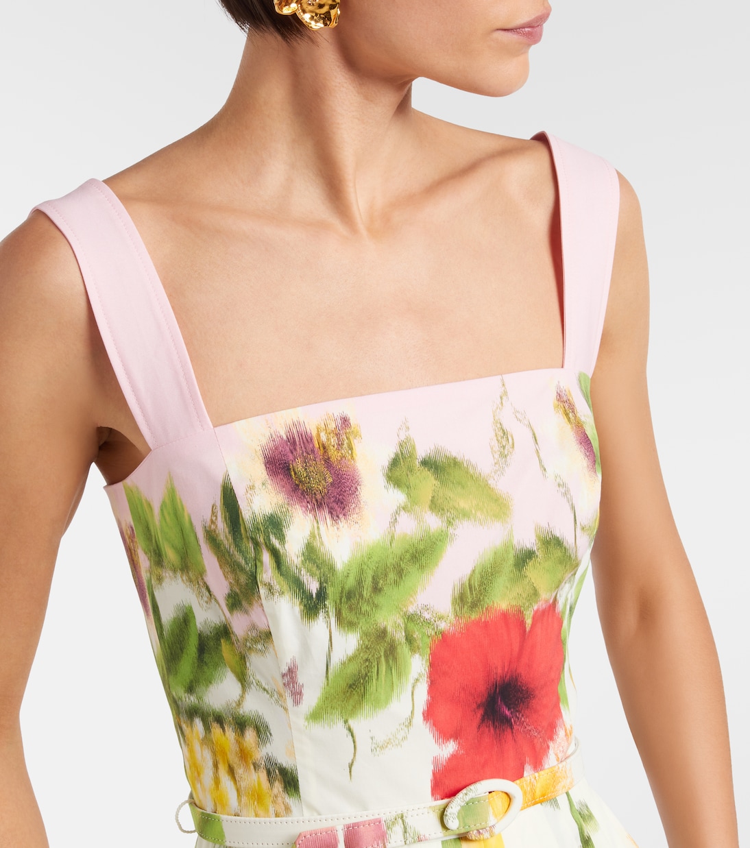 Vestido midi de popelín en mezcla de algodón | Oscar de la Renta