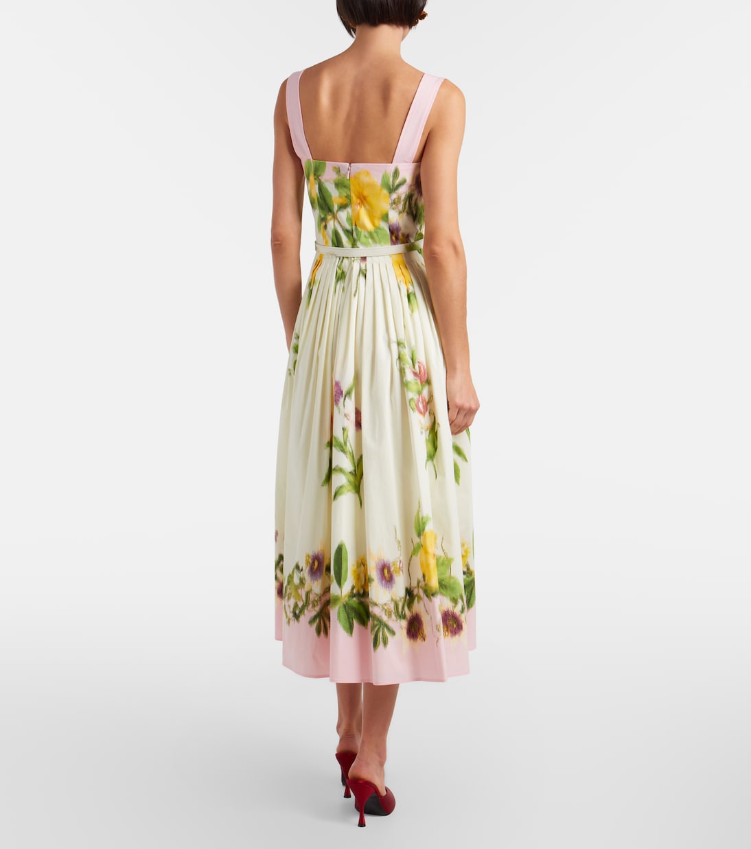 Vestido midi de popelín en mezcla de algodón | Oscar de la Renta