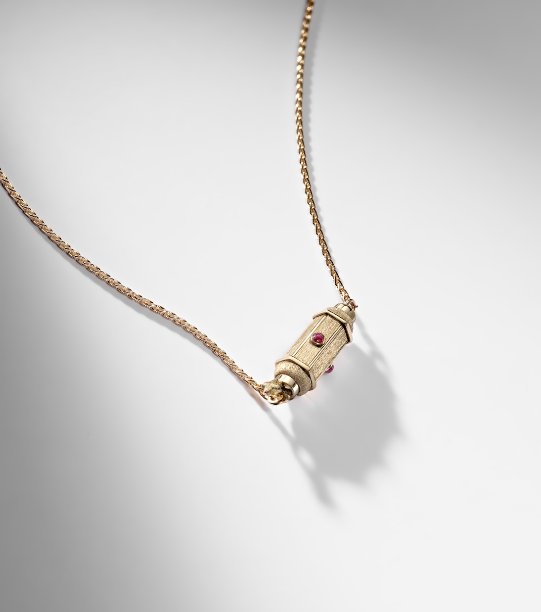 Coco Micro 18kt gold locket necklace with rubies | Marie Lichtenberg