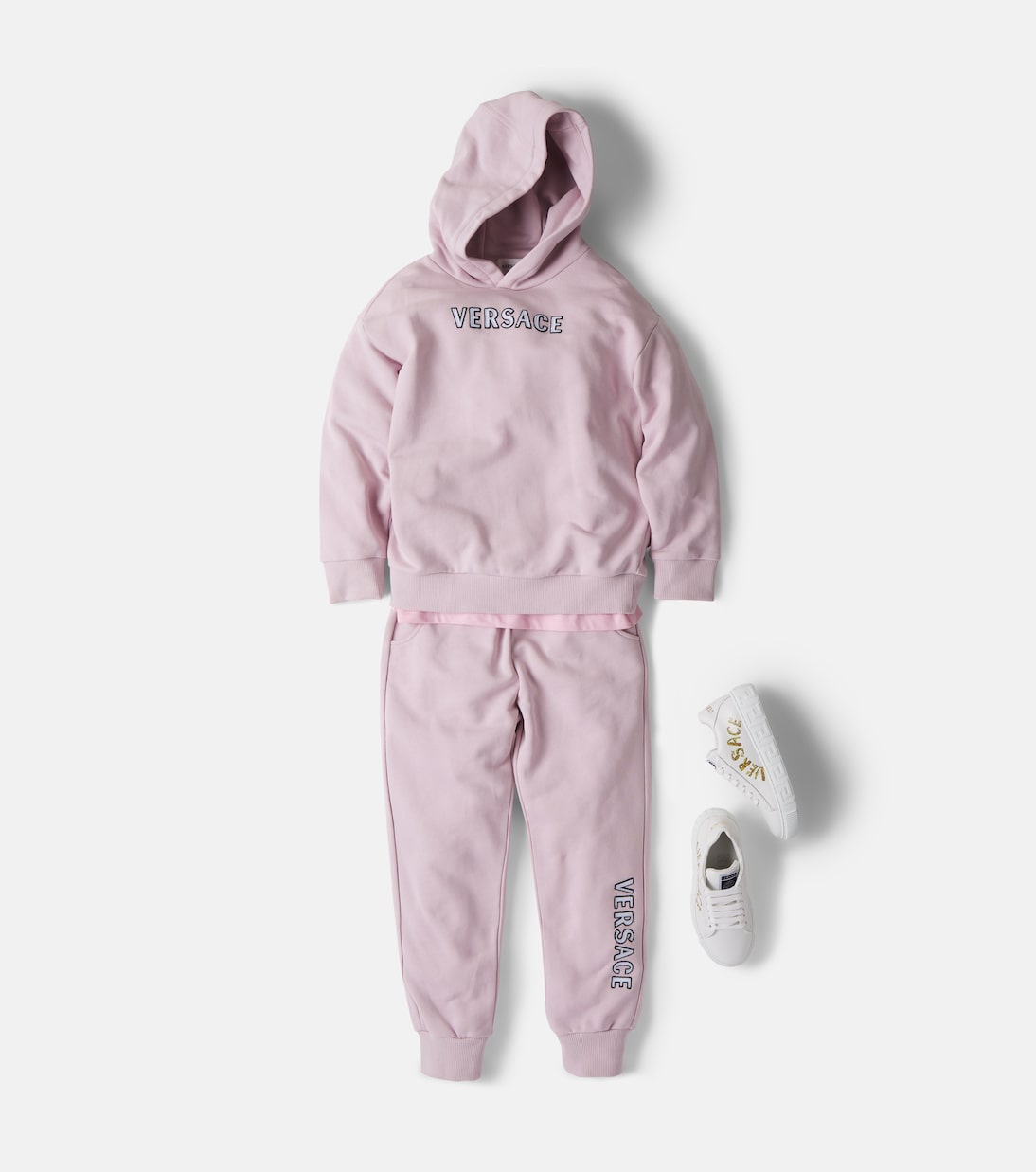 Logo embroidered cotton jersey hoodie | Versace Kids