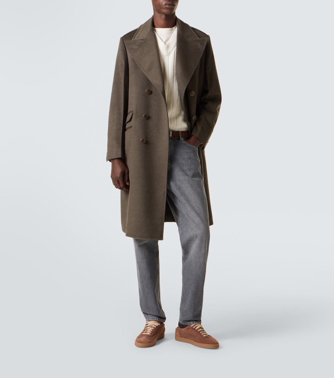 Double-breasted virgin wool overcoat  | Brunello Cucinelli