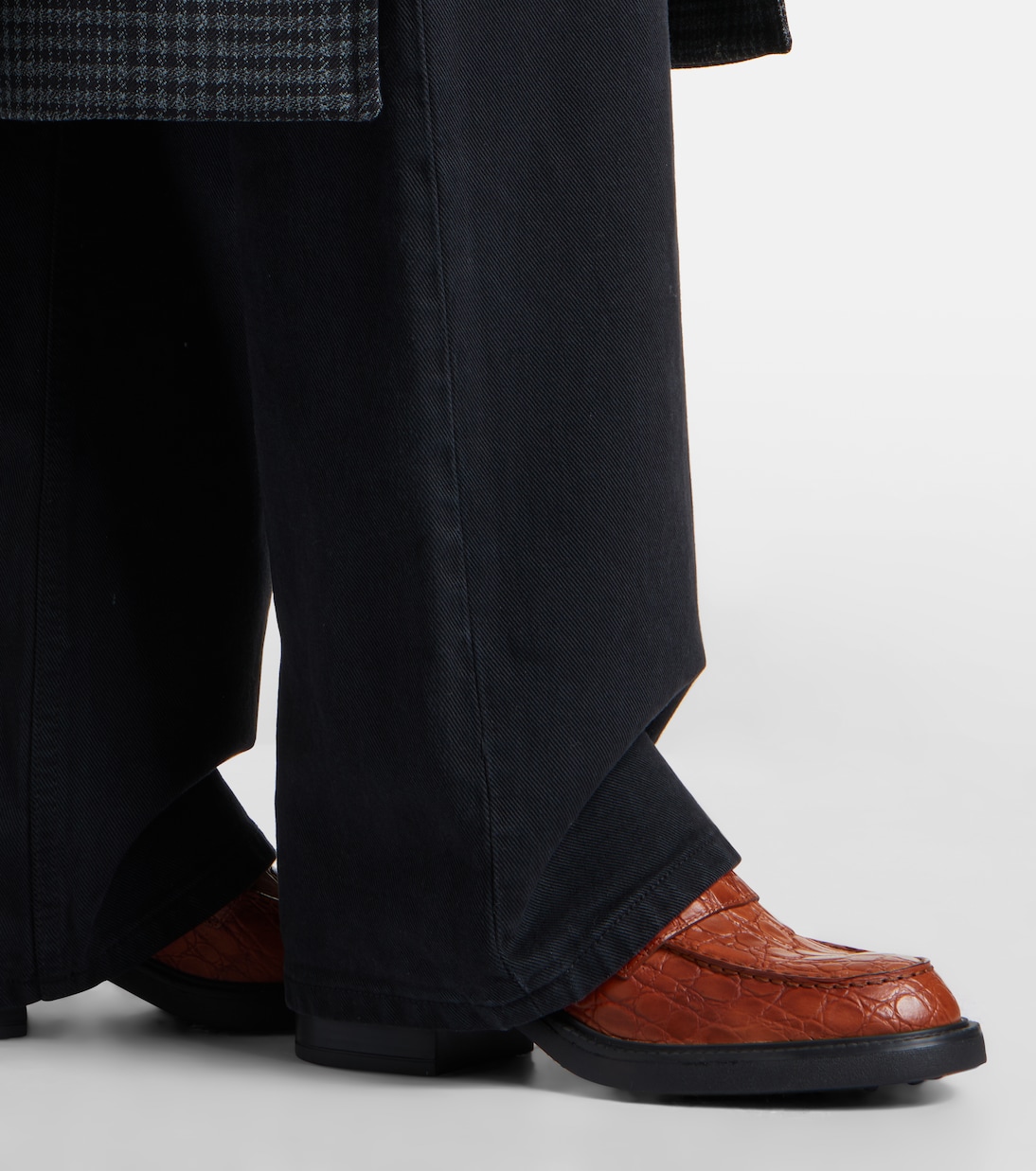 Croc-effect leather loafer pumps  | Tod's