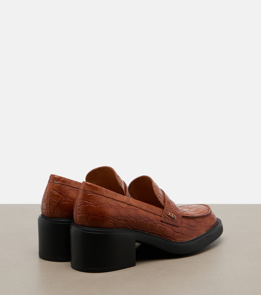 Croc-effect leather loafer pumps  | Tod's