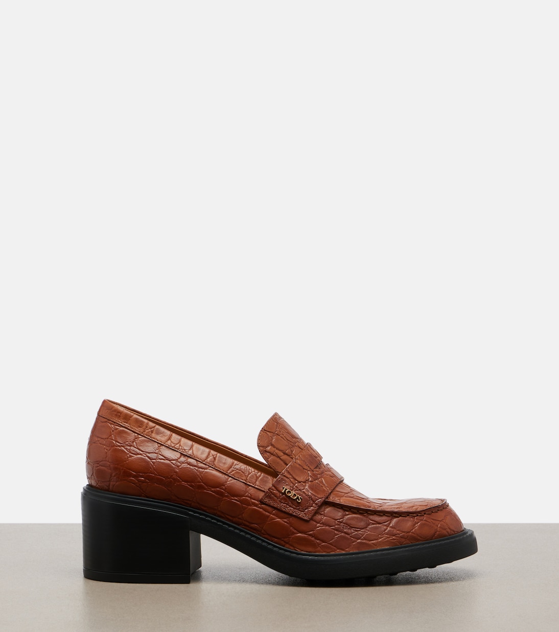 Croc-effect leather loafer pumps  | Tod's