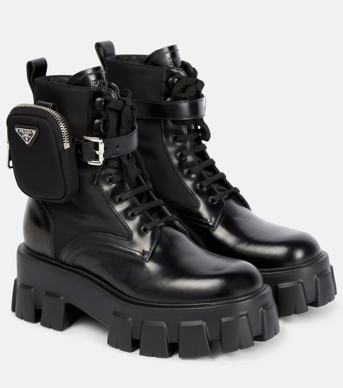 Monolith leather ankle boots | Prada