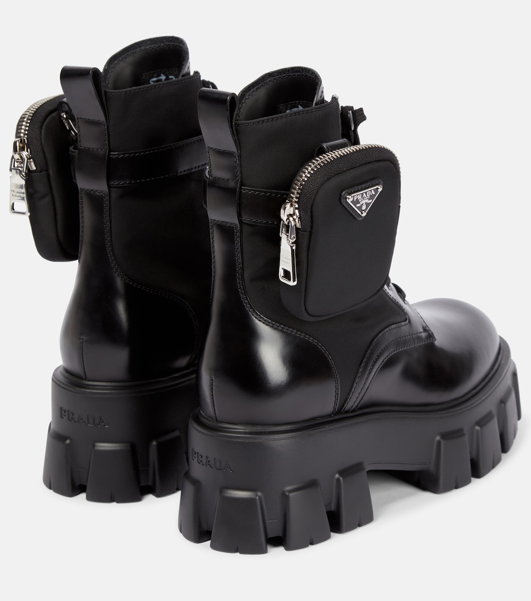 Monolith leather ankle boots | Prada