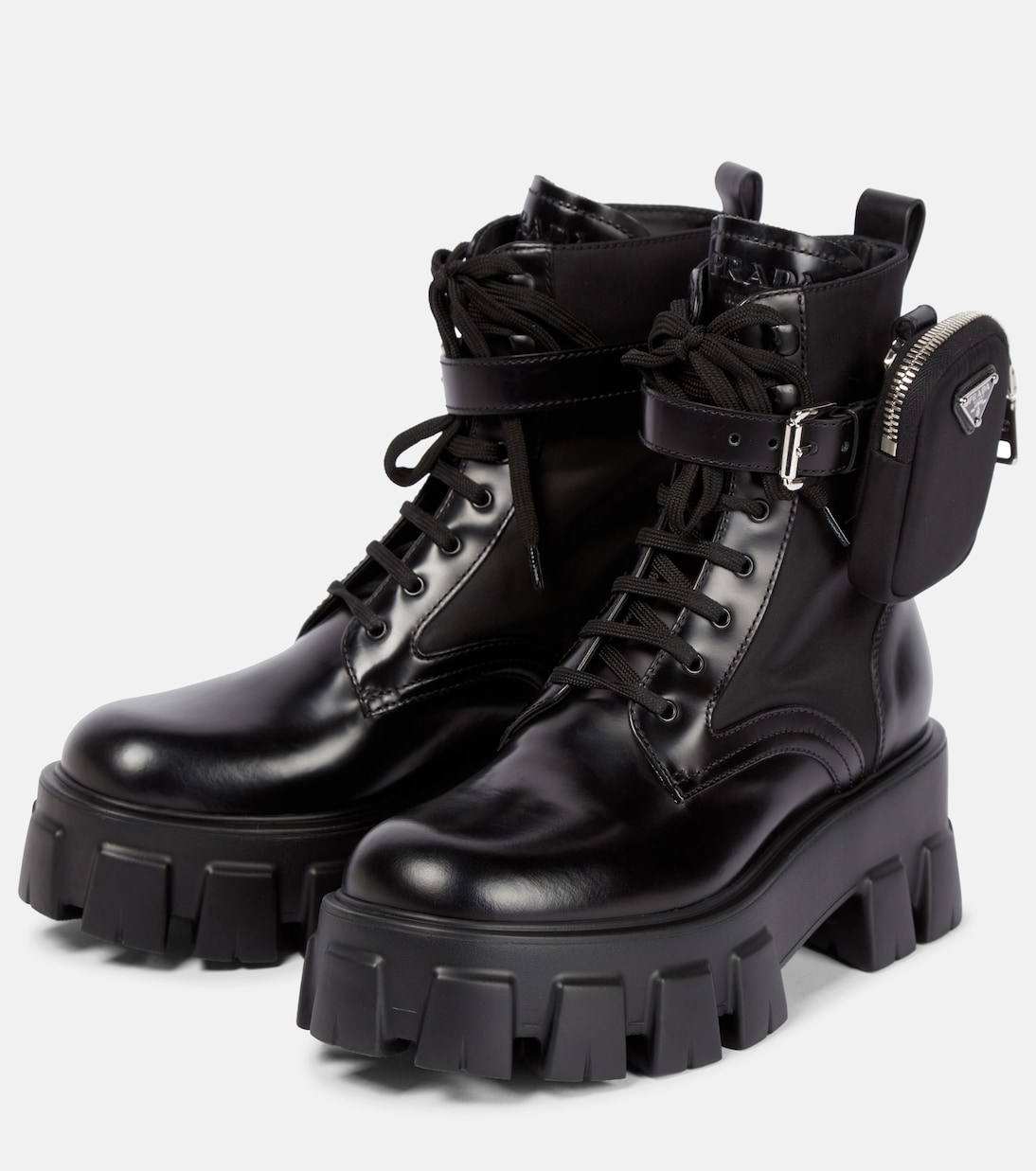Monolith leather ankle boots | Prada